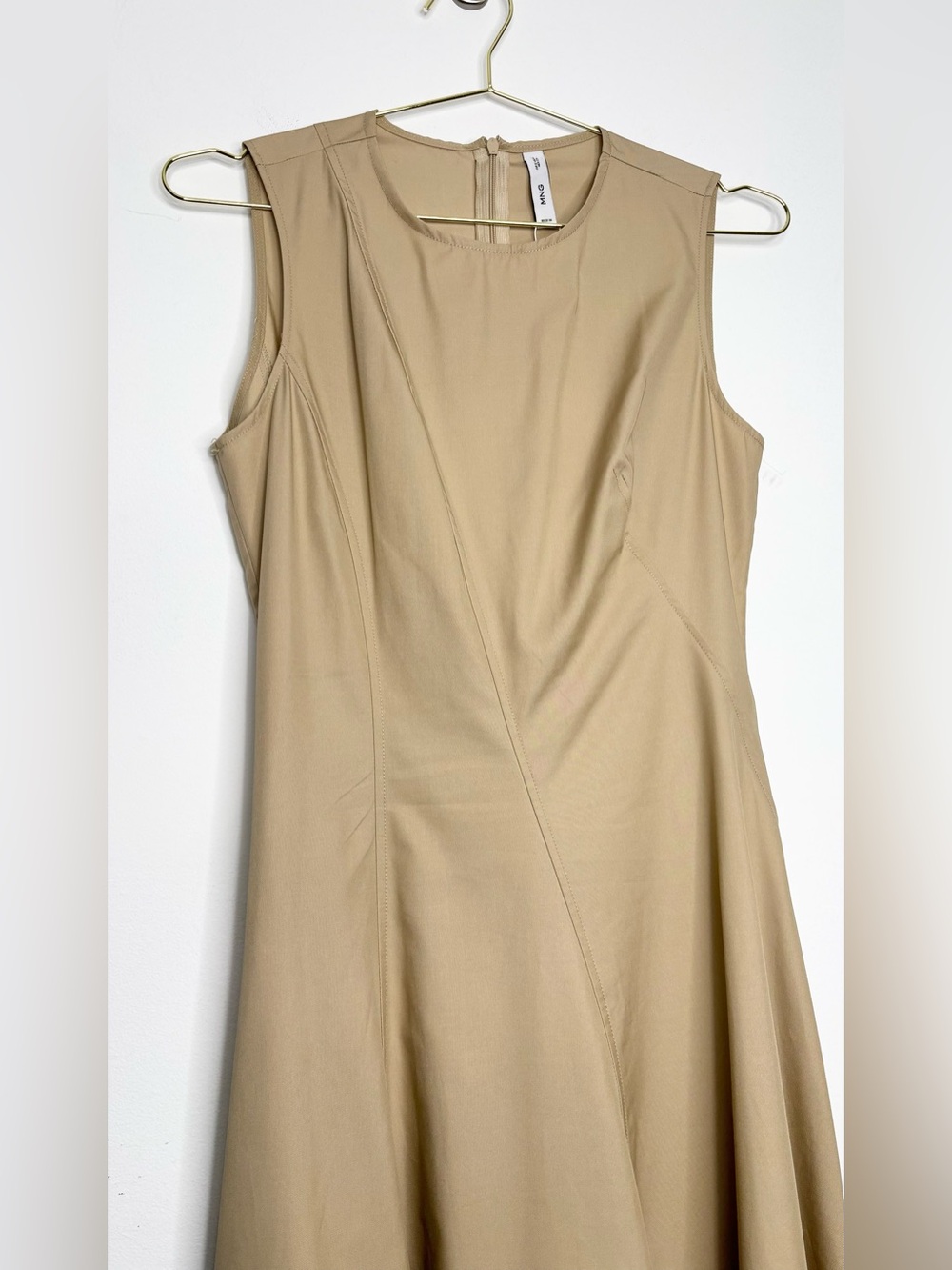 Mango Asymmetrical Flared Dress Ecru Cotton Lyocell Midi Size 4 NWT - Picture 9 of 16
